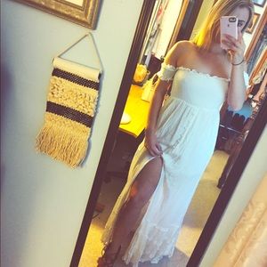 Off the shoulder white maxi dress